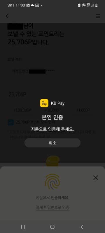 국민은행 KB포인트리 현금 전환하는 방법 KB Pay 어플 1